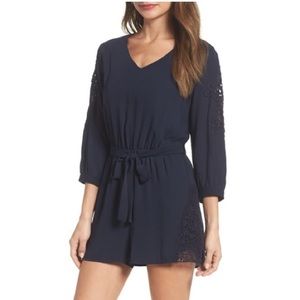 19 Cooper Navy Embroidered Romper